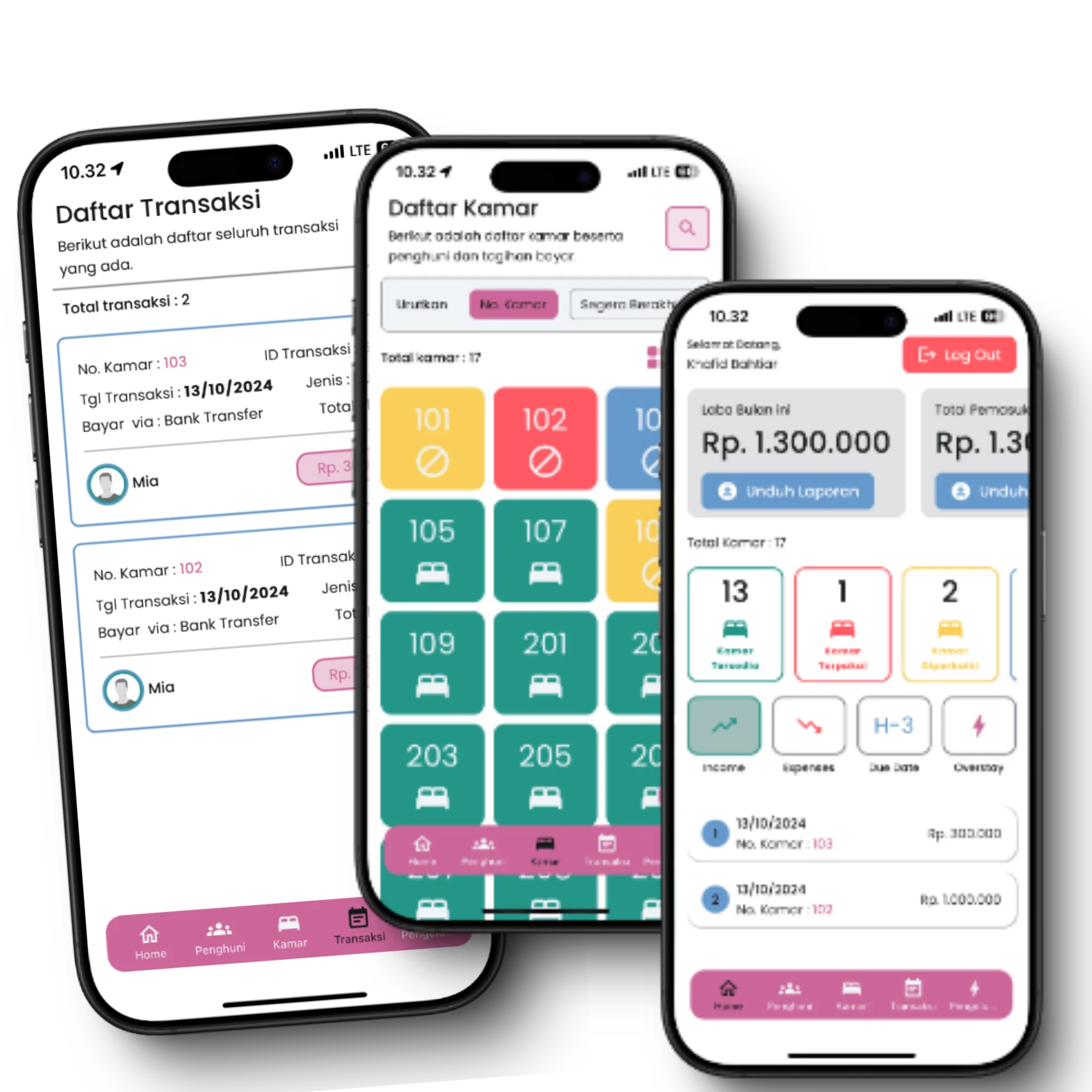 Mockup aplikasi Richelle Kos - Property Management System