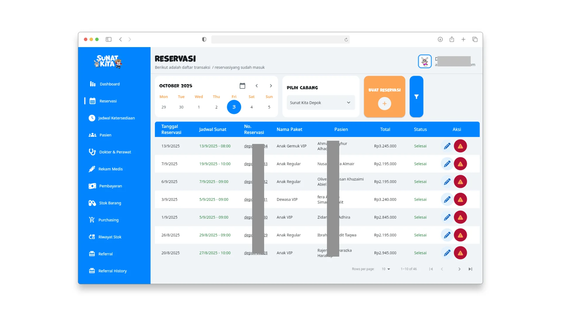 Mockup aplikasi Sunat Kita - Medical Booking System